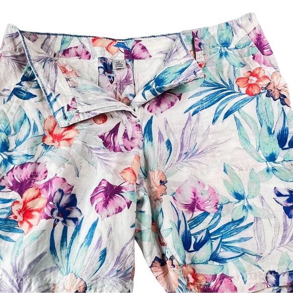 Tommy Bahama Linen Bermuda Shorts 8 Valentina Villa 9" Hawaiian Floral Coastal - Picture 4 of 12